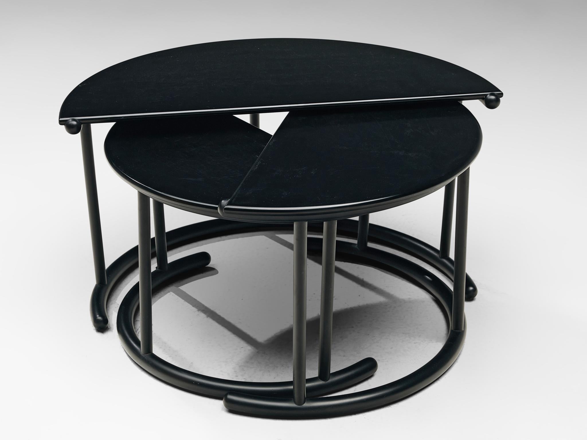 Post-Modern Gianfranco Frattini for Acerbis Nesting Tables 'Tria' in Black  For Sale