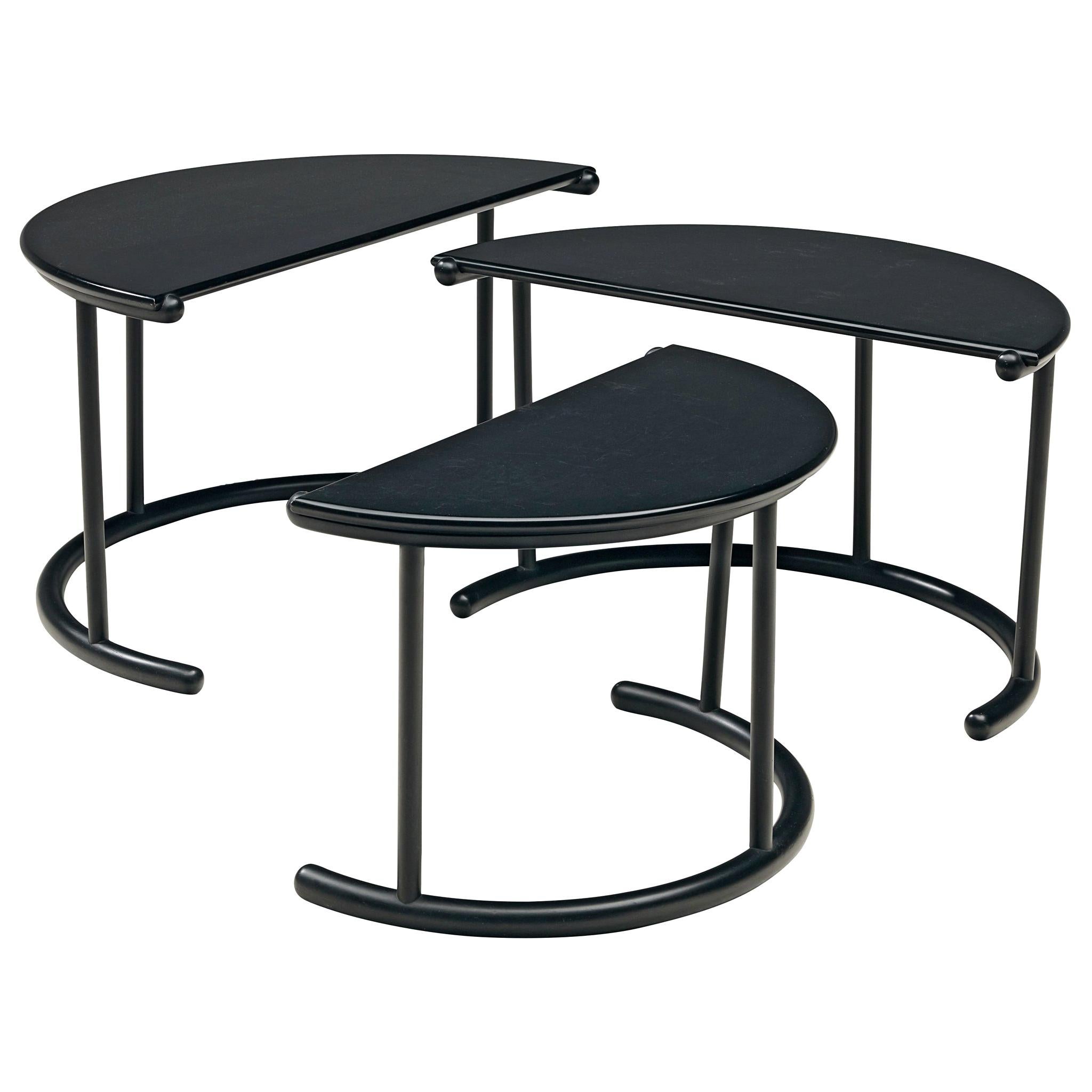 Gianfranco Frattini for Acerbis Nesting Tables 'Tria' in Black  For Sale