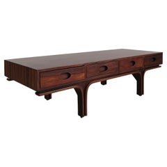 Gianfranco Frattini for Bernini Italian Midcentury Dark Wood Coffe table 1960s