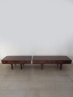 Gianfranco Frattini for Bernini Italian Midcentury Dark Wood Tables Set 1960s