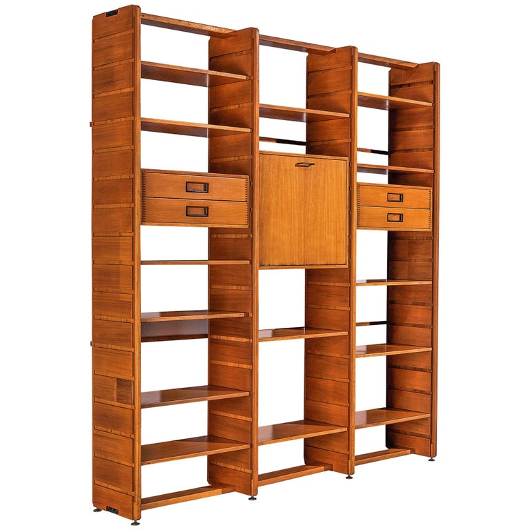 Gianfranco Frattini for Cantieri Carugati Large Library in Walnut