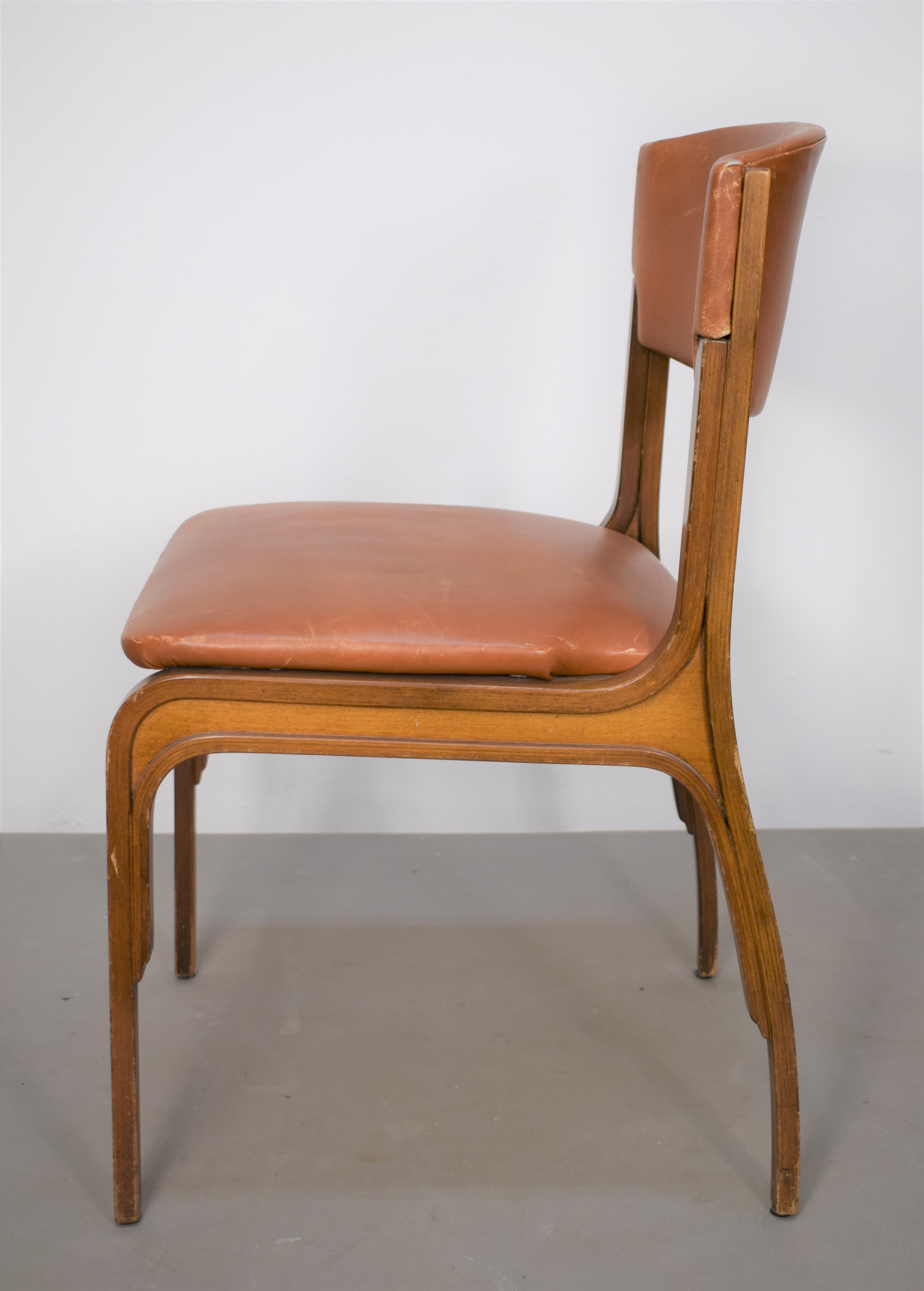 Mid-20th Century Gianfranco Frattini for Cantieri Carugati, set of six Italian chairs, 1950s