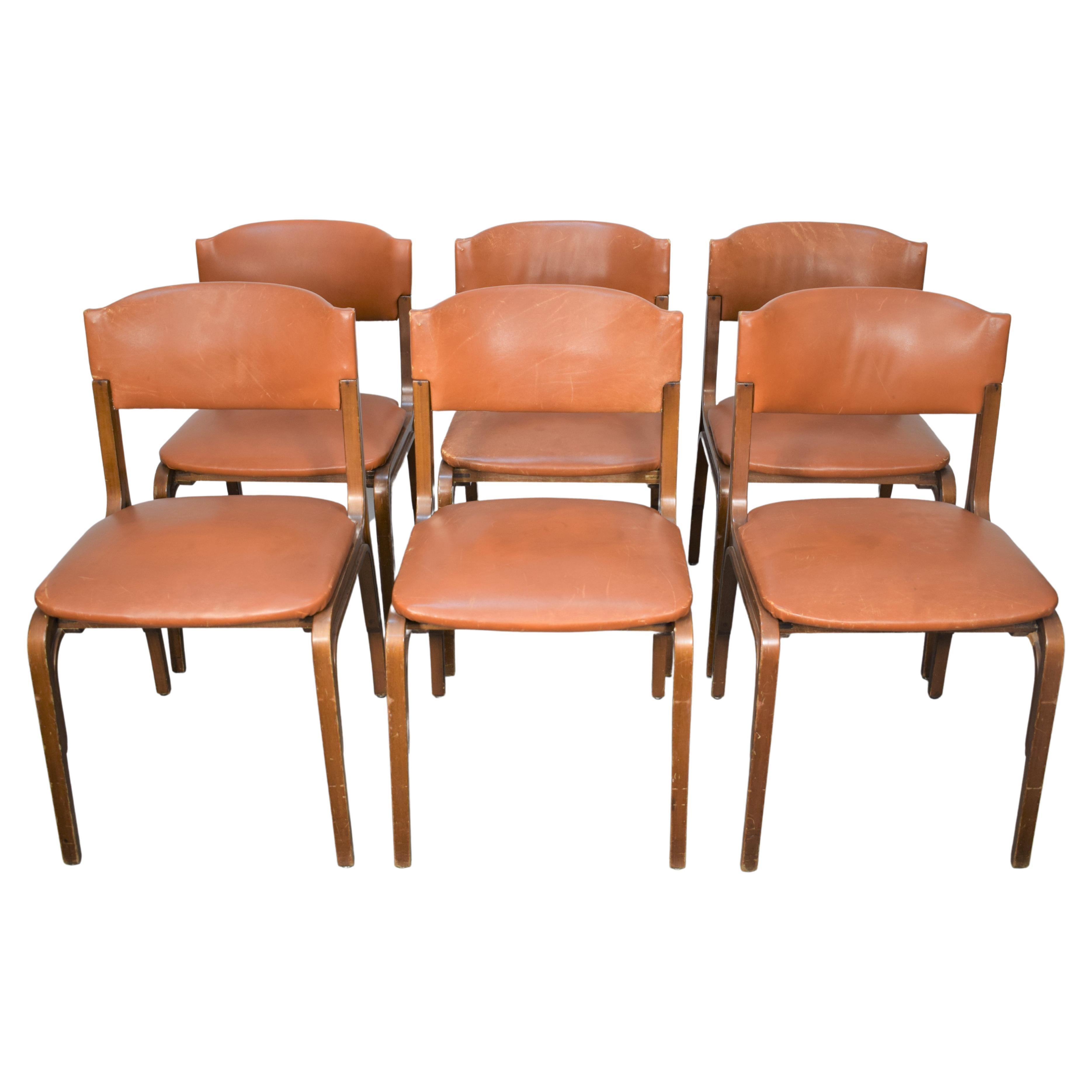 Gianfranco Frattini for Cantieri Carugati, set of six Italian chairs, 1950s