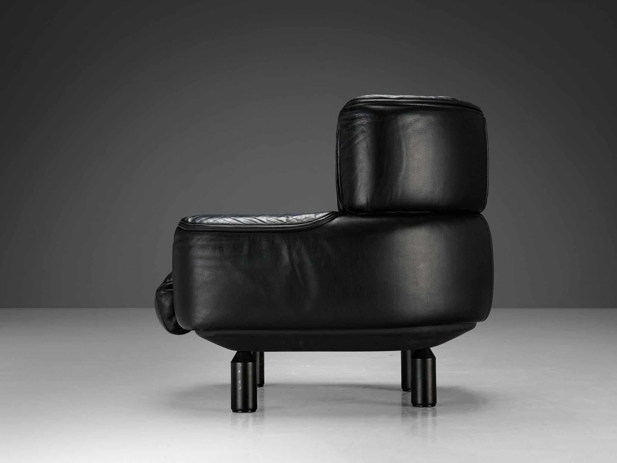 Loungesessel „Bull“ von Gianfranco Frattini für Cassina aus schwarzem Leder  im Angebot 2