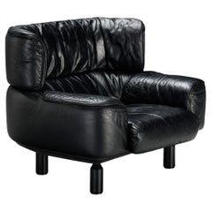 Used Gianfranco Frattini for Cassina 'Bull' Lounge Chair in Black Leather 