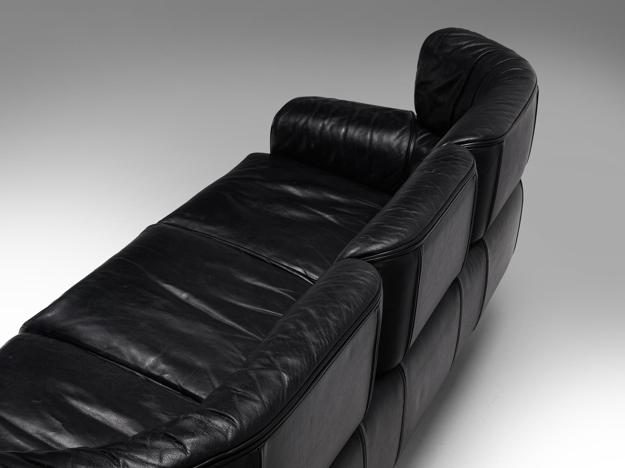 Gianfranco Frattini for Cassina 'Bull' Sofa in Black Leather For Sale 4