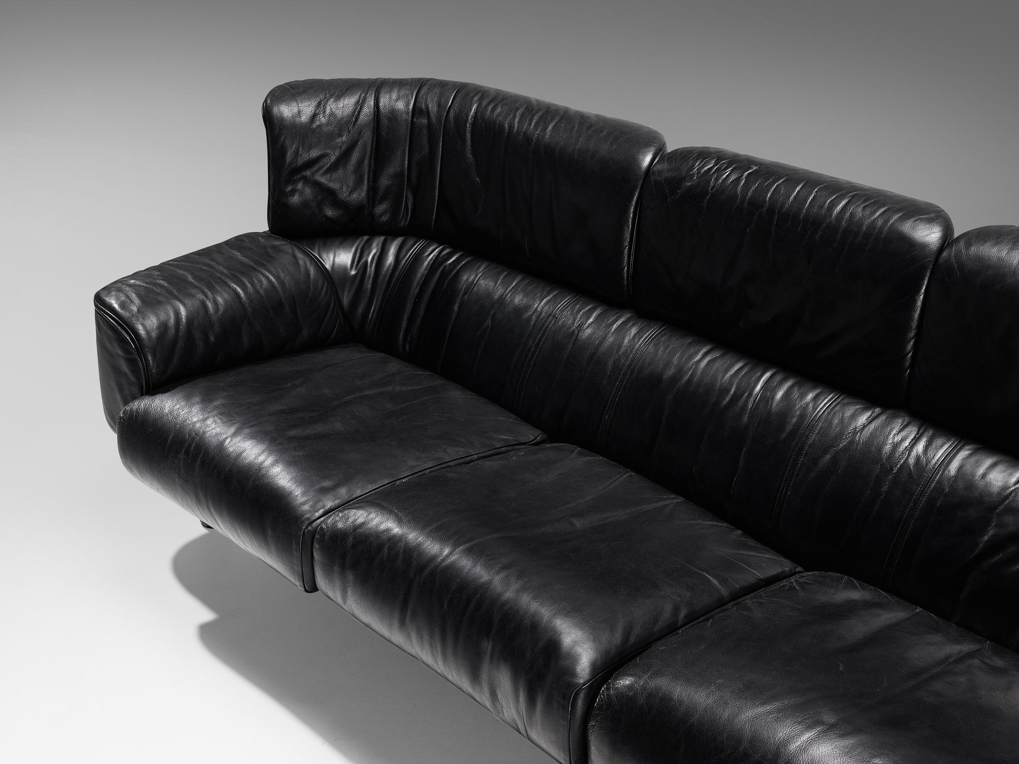 Gianfranco Frattini for Cassina 'Bull' Sofa in Black Leather For Sale 2