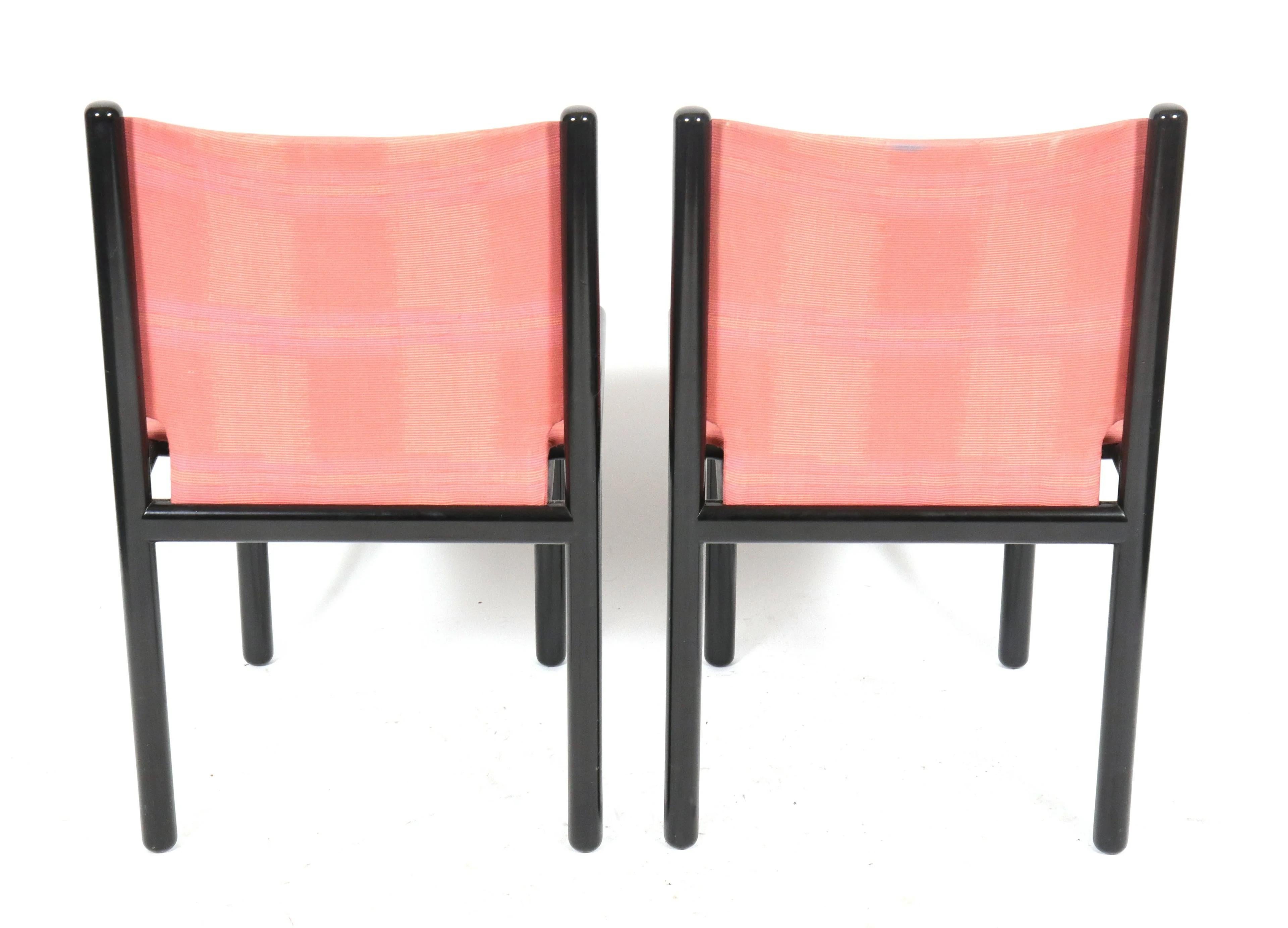 Modern Gianfranco Frattini for Cassina Dining Chair, Black Lacquered Frame, Pink, 1985