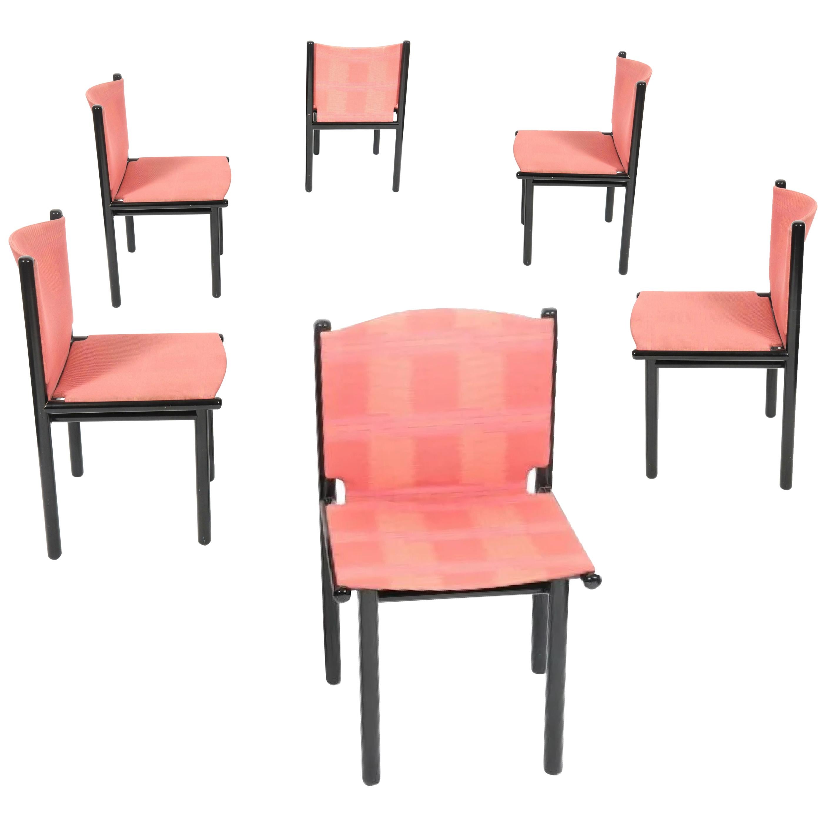 Gianfranco Frattini for Cassina Dining Chair, Black Lacquered Frame, Pink, 1985