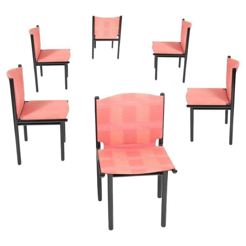 Gianfranco Frattini for Cassina Dining Chair, Black Lacquered Frame, Pink, 1985 For Sale