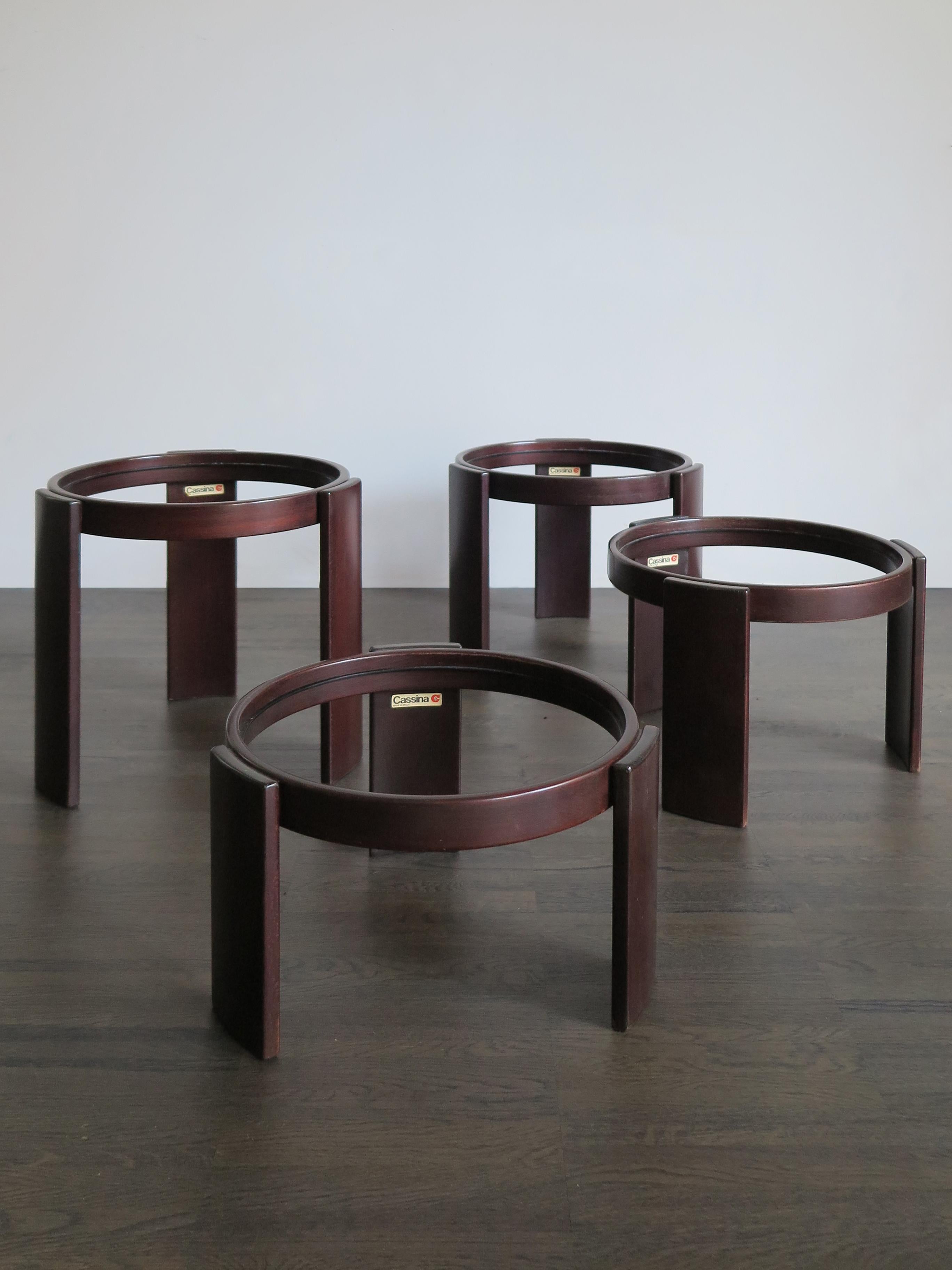 Gianfranco Frattini for Cassina Italian Black White Nesting Tables, 1960s 4