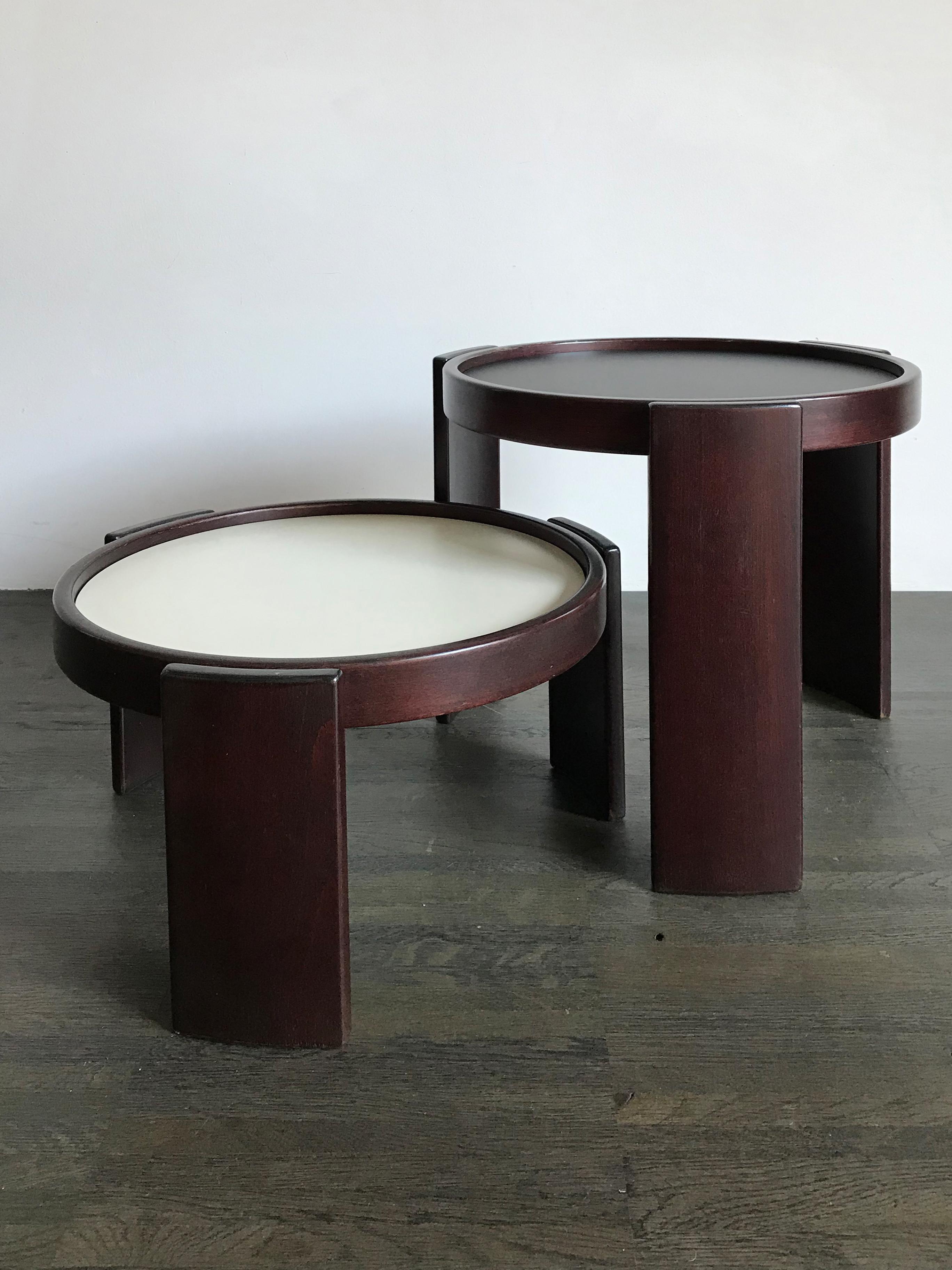 Gianfranco Frattini for Cassina Italian Black White Nesting Tables, 1960s 5