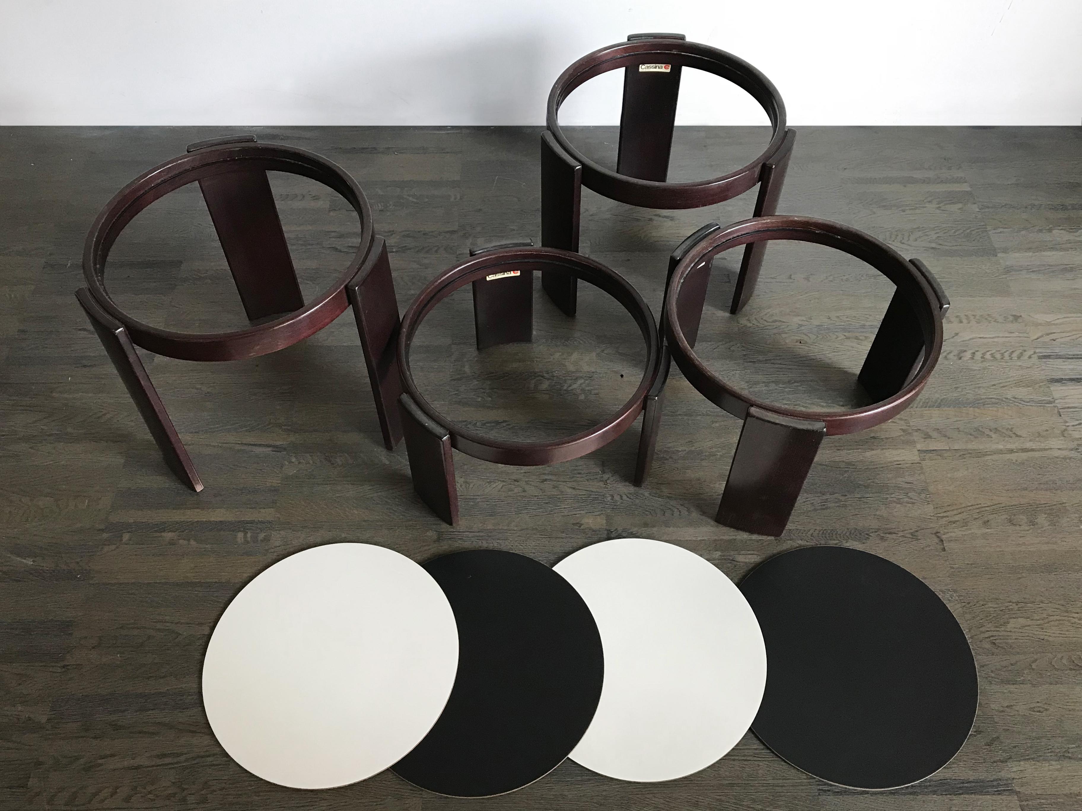 Gianfranco Frattini for Cassina Italian Black White Nesting Tables, 1960s 1