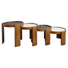 Gianfranco Frattini for Cassina Italian Midcentury Wood Coffee Table Set, 1960s