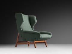 Gianfranco Frattini for Cassina Lounge Chair in Green Upholstery and Teak