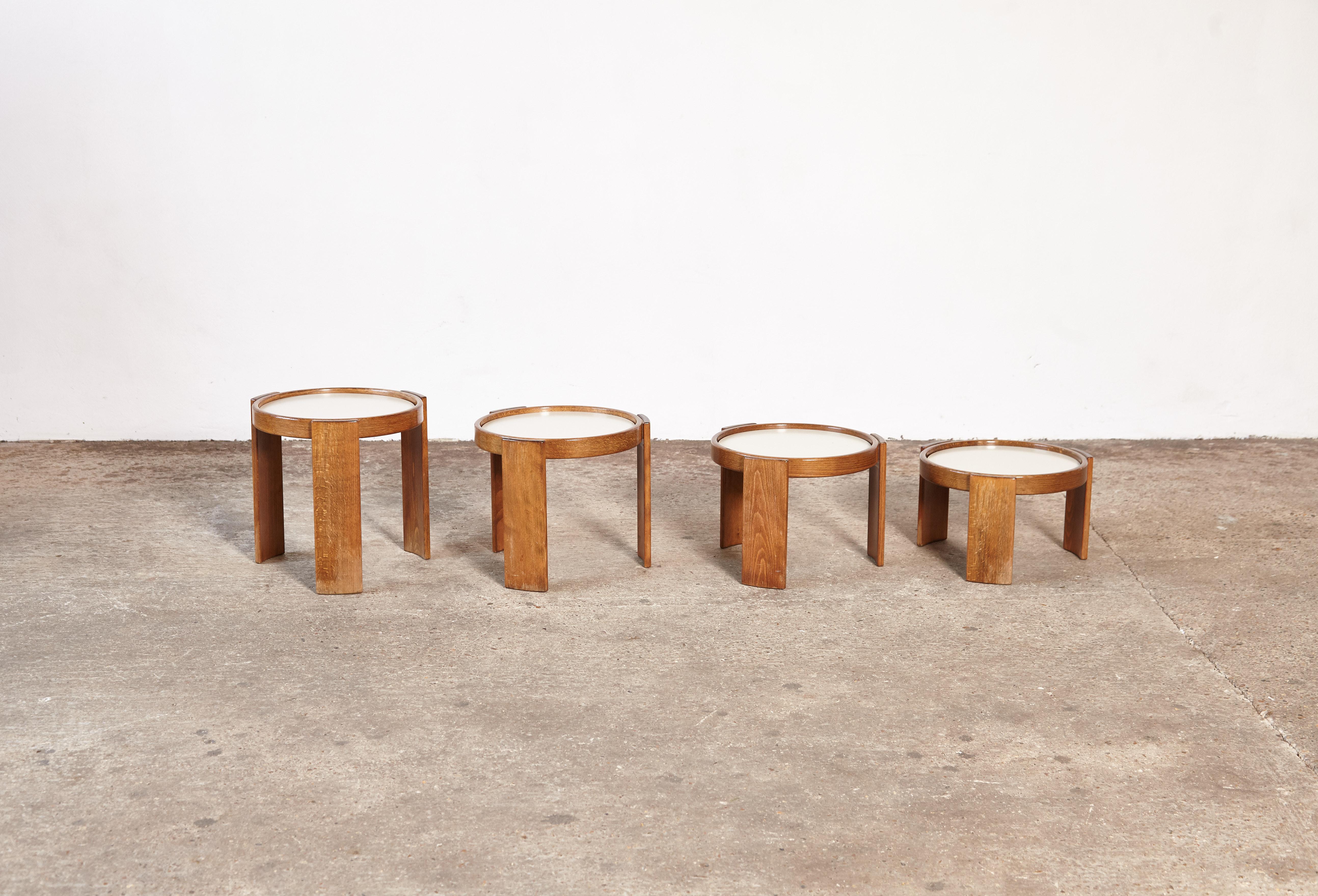 Mid-Century Modern Gianfranco Frattini for Cassina Nesting / Stacking Tables, Italy, 1970s