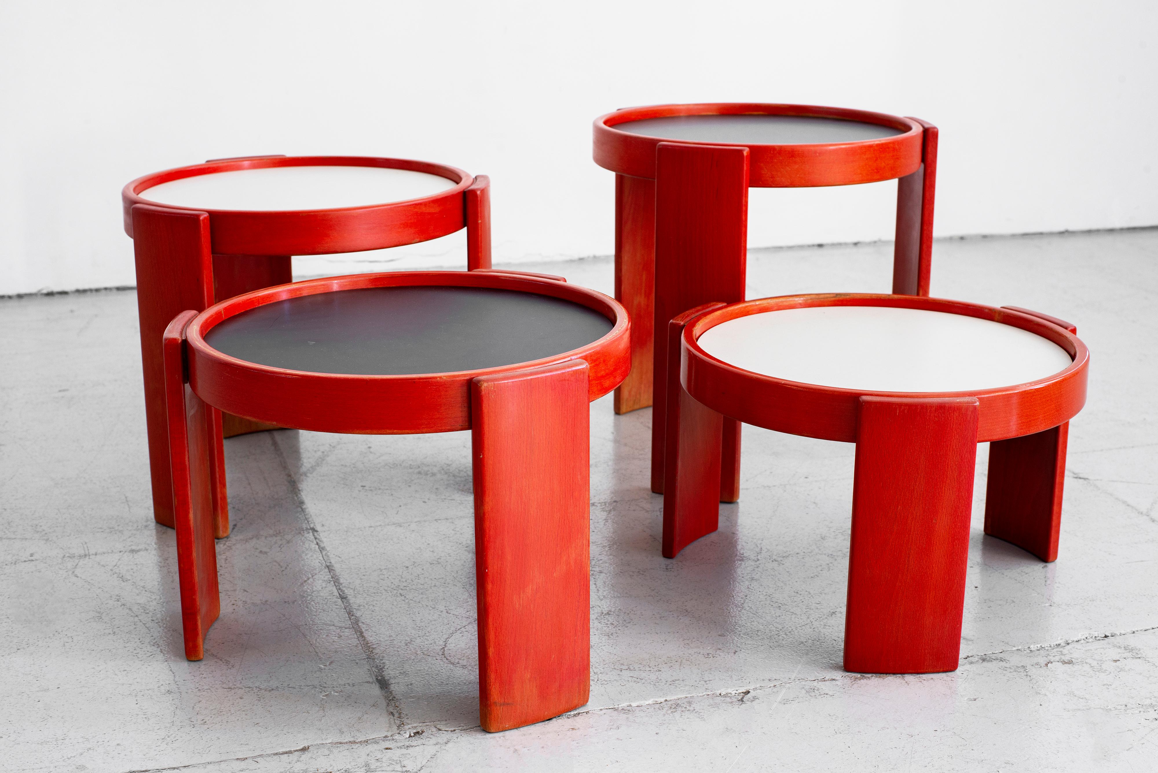Set of four modular stacking tables, 