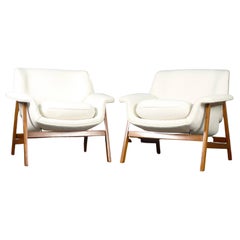 Gianfranco Frattini for Cassina, Pair of Agnese Lounge Chairs, Model 849, 1950s