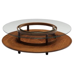 Gianfranco Frattini for Cassina Round Coffee Table in Walnut and Glass