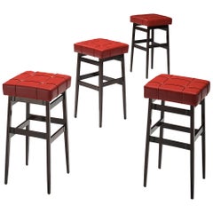 Gianfranco Frattini for Cassina Set of Eight Barstools in Stained Walnut
