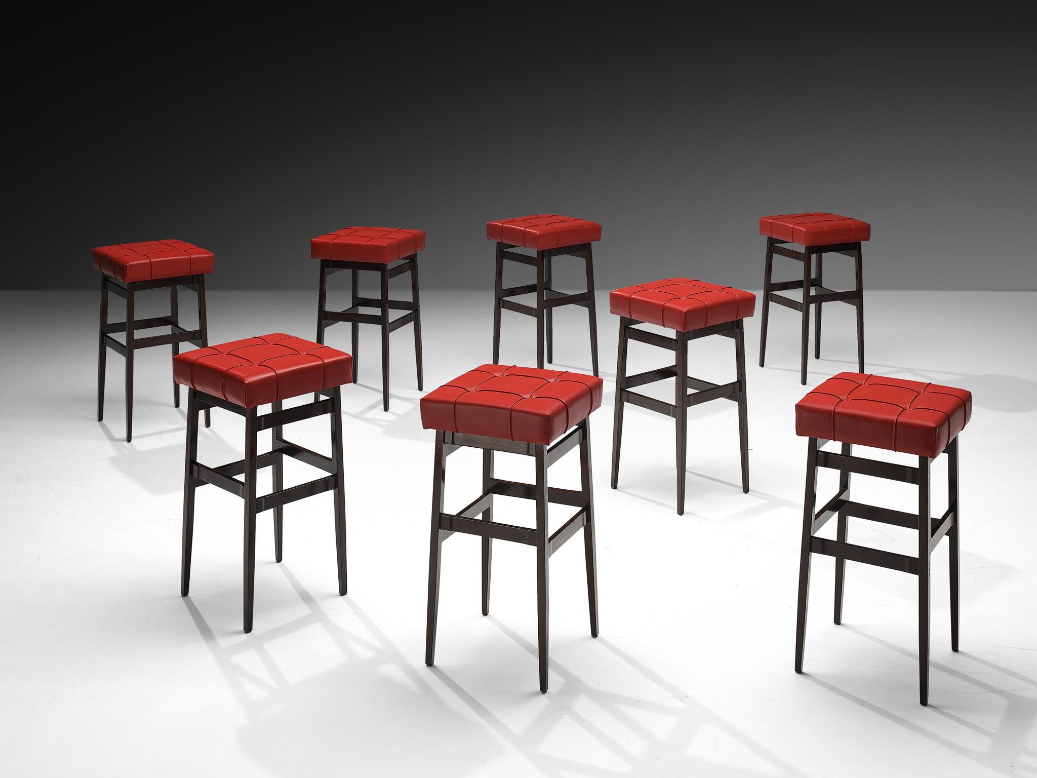 Gianfranco Frattini for Cassina Set of Eight Barstools Walnut In Good Condition For Sale In Waalwijk, NL
