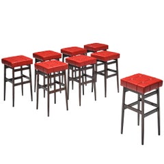 Gianfranco Frattini for Cassina Set of Eight Barstools Walnut