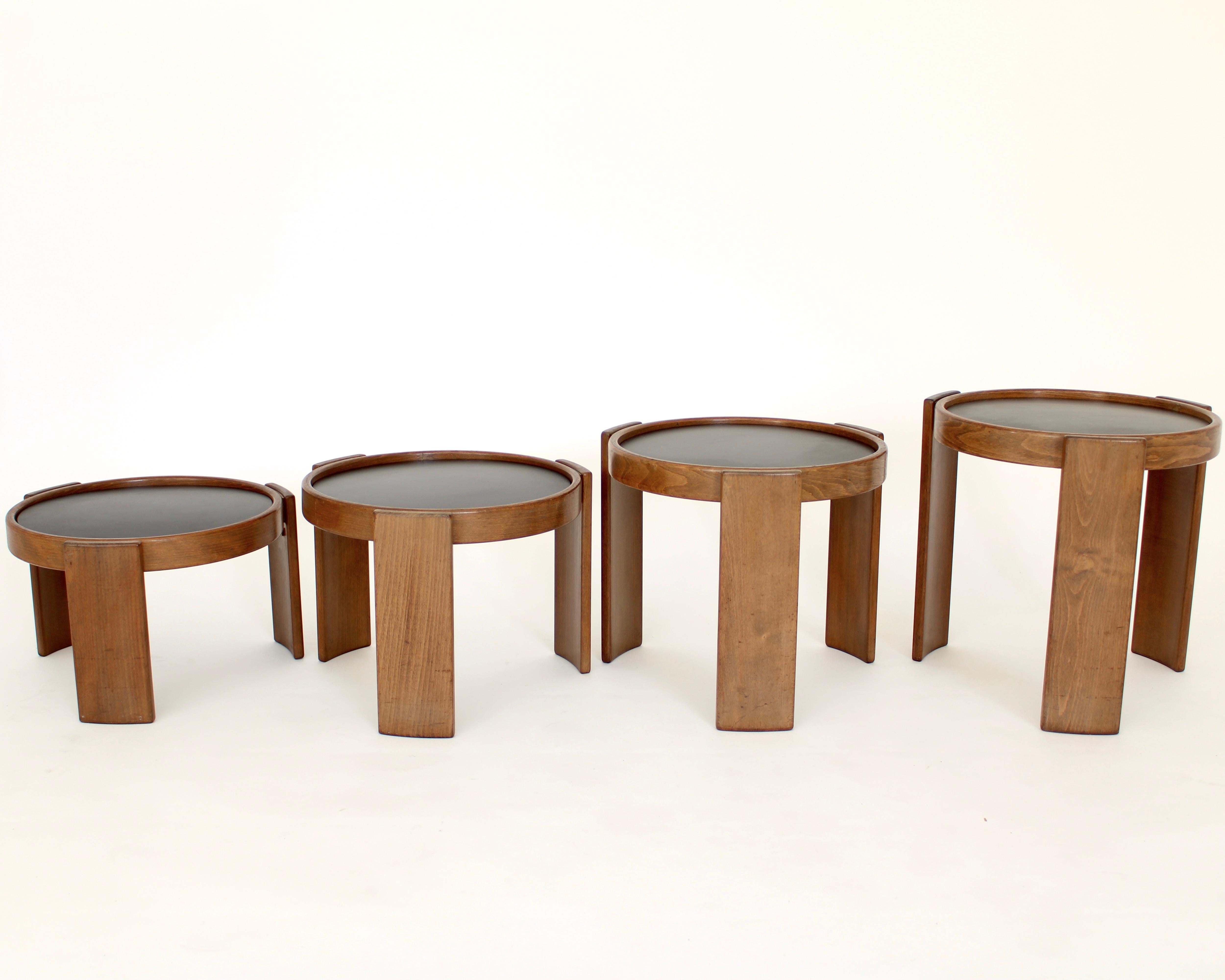 Set of four modular stacking or nesting tables, 