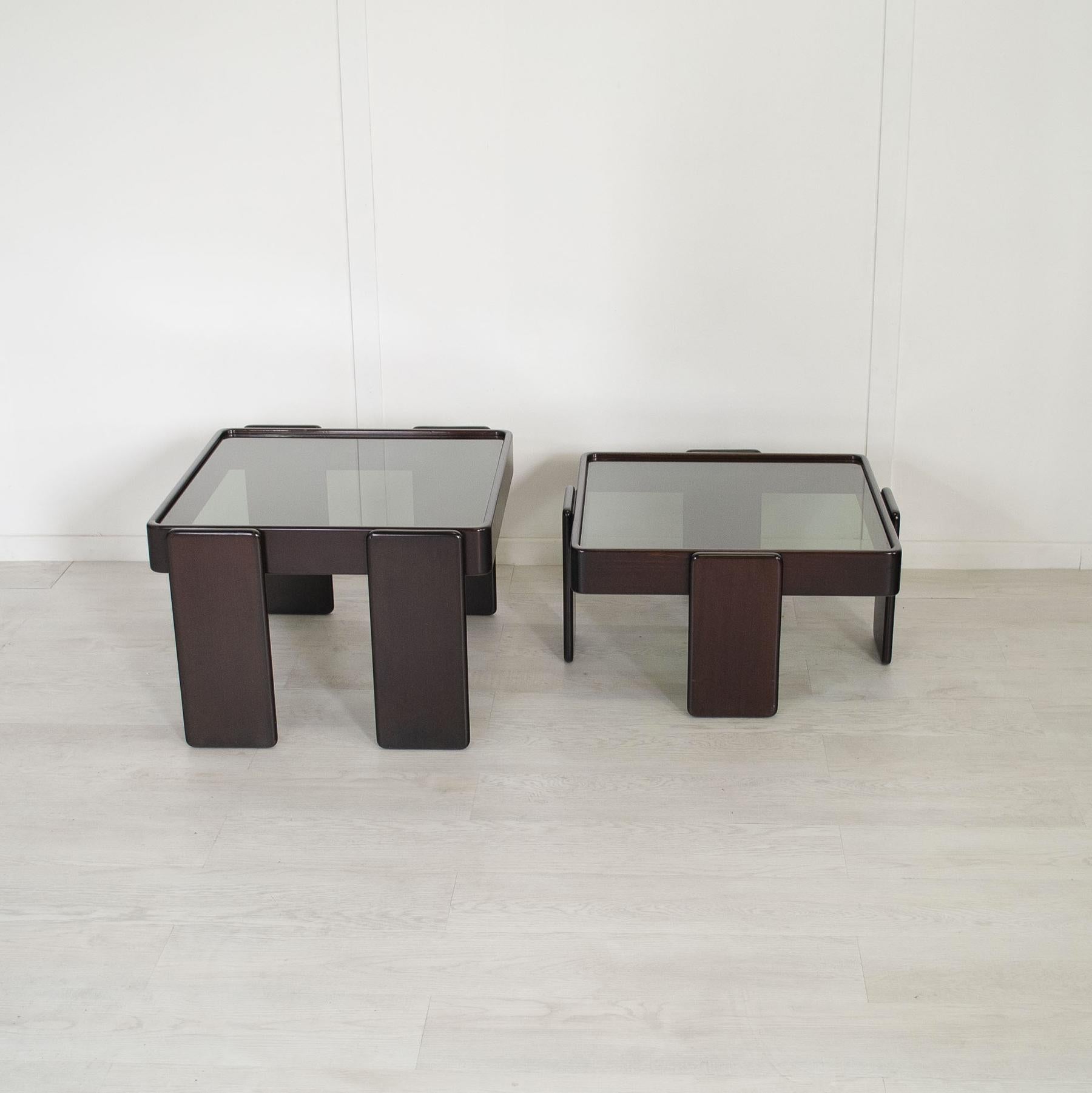 Gianfranco Frattini for Cassina  set of two coffee table mid 60s. 3