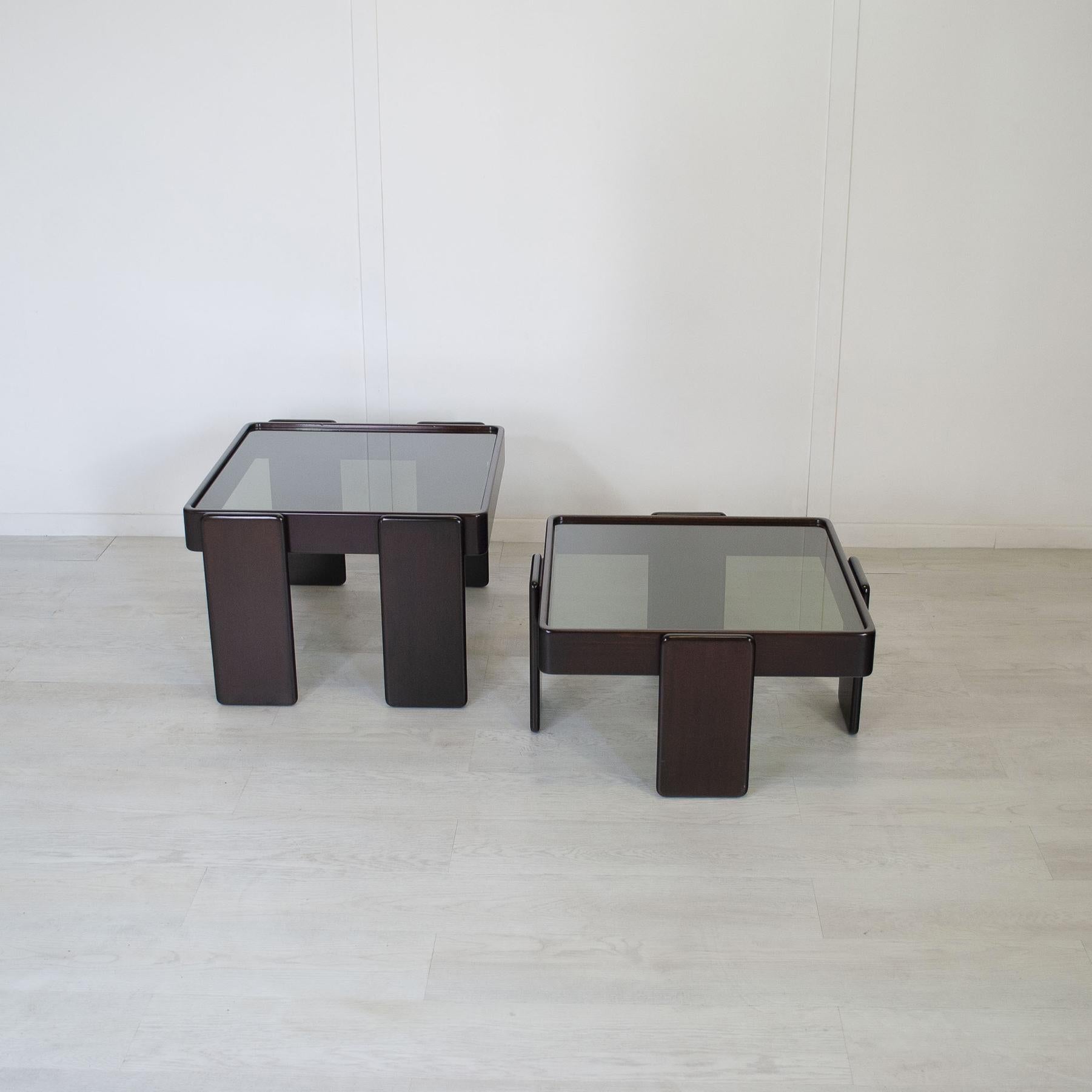 Mid-Century Modern Gianfranco Frattini for Cassina  set of two coffee table mid 60s. For Sale