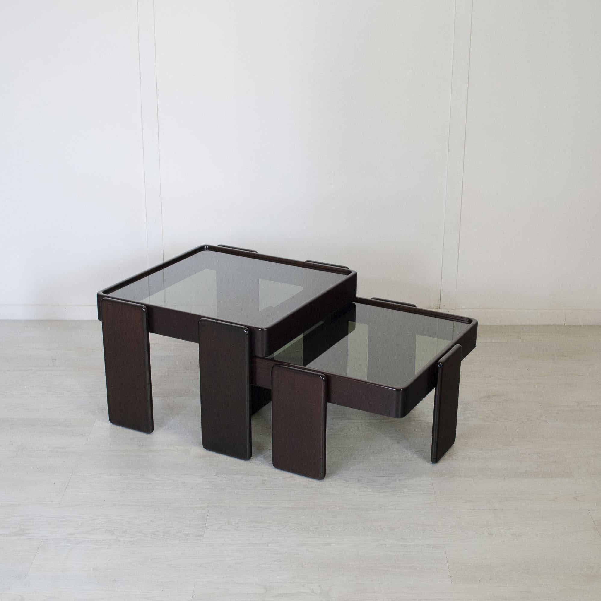 Italian Gianfranco Frattini for Cassina  set of two coffee table mid 60s.