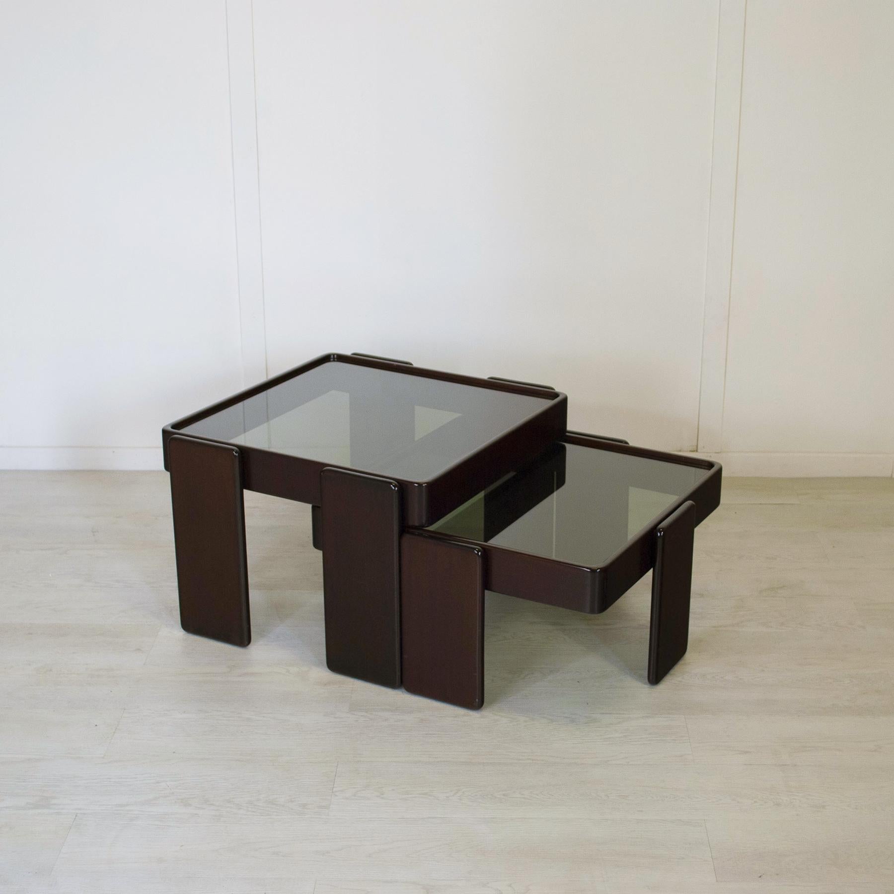 Lacquered Gianfranco Frattini for Cassina  set of two coffee table mid 60s. For Sale