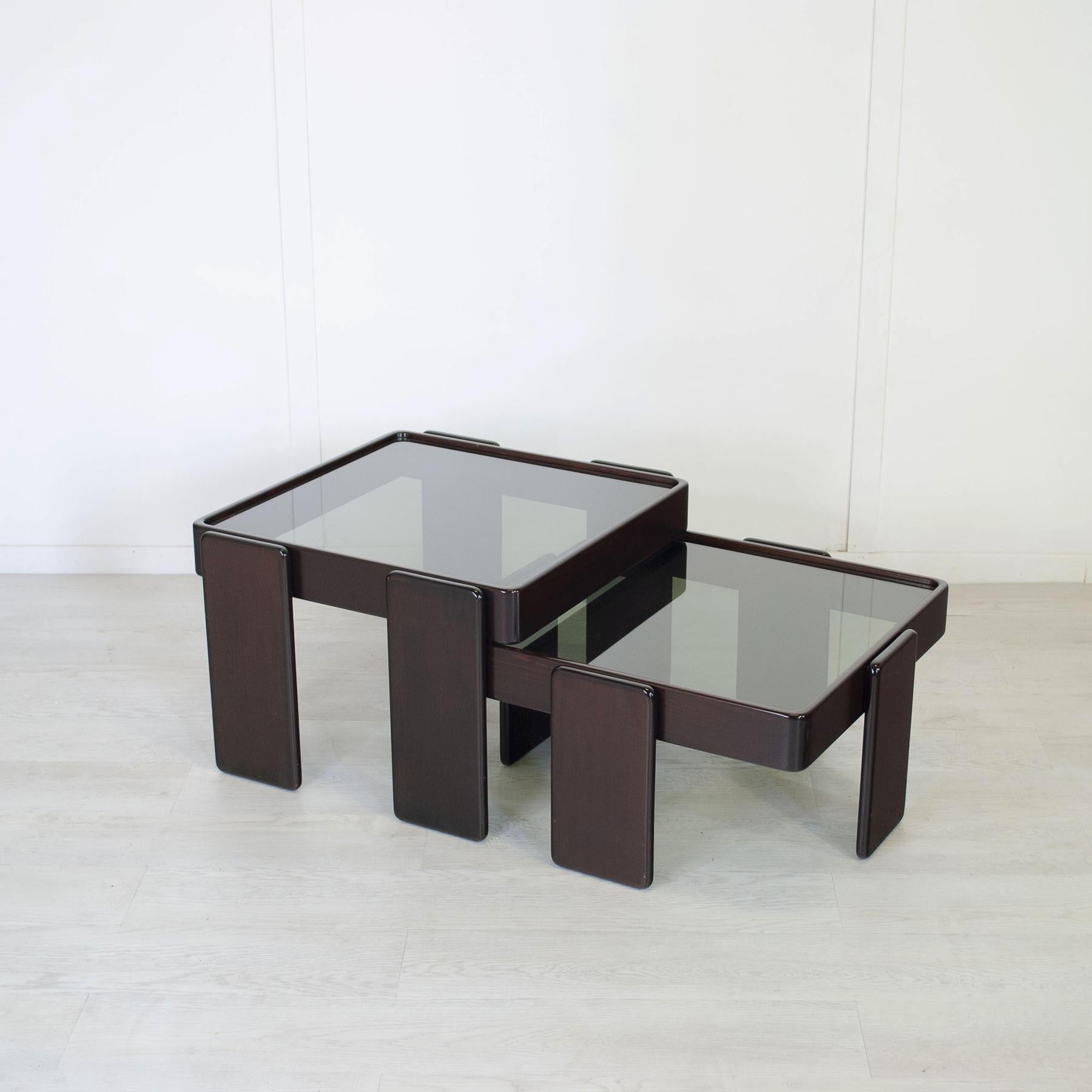 Mid-20th Century Gianfranco Frattini for Cassina  set of two coffee table mid 60s. For Sale