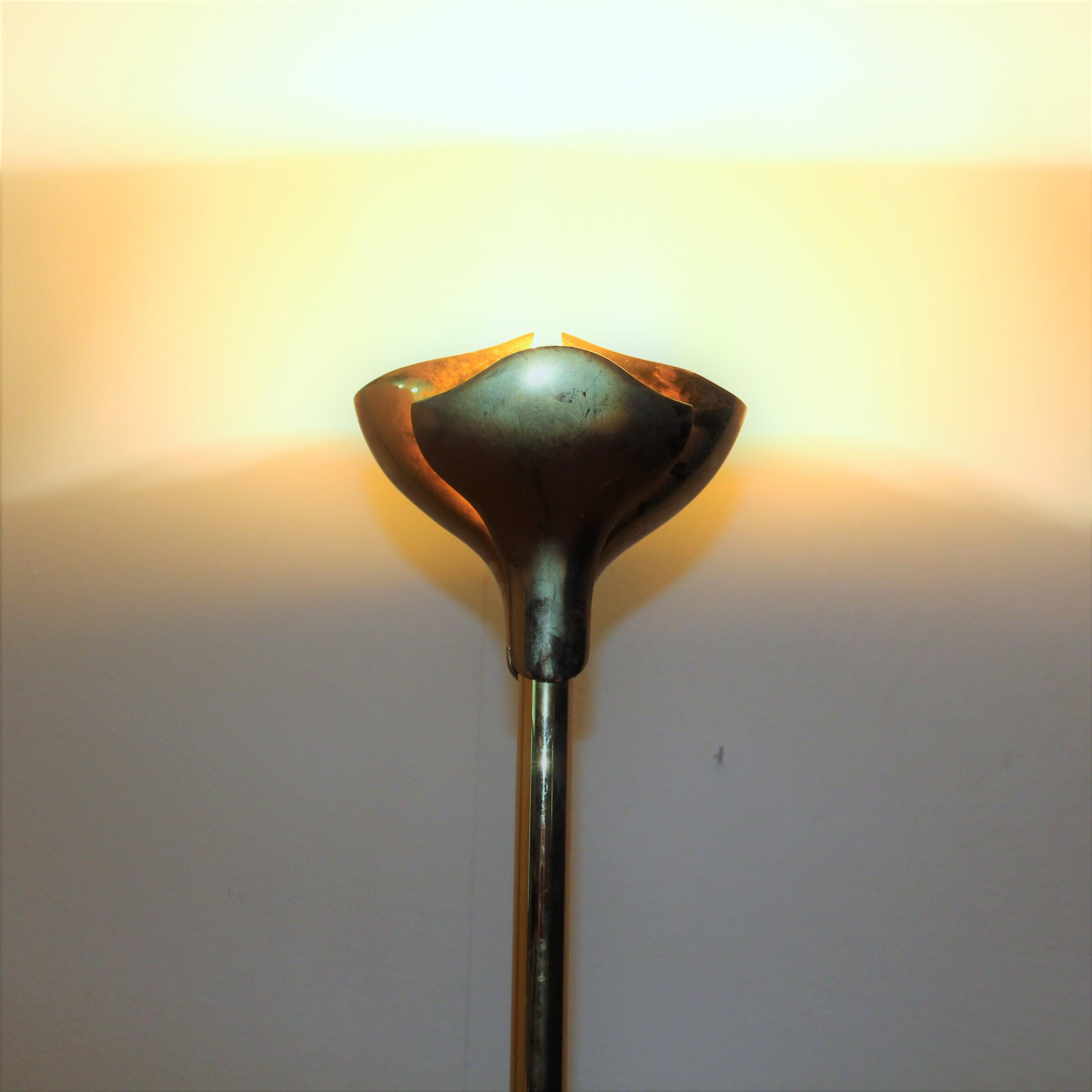 Italian 20th Century Modern Design Gianfranco Frattini for Relco  Brass Floor Lamp 80s