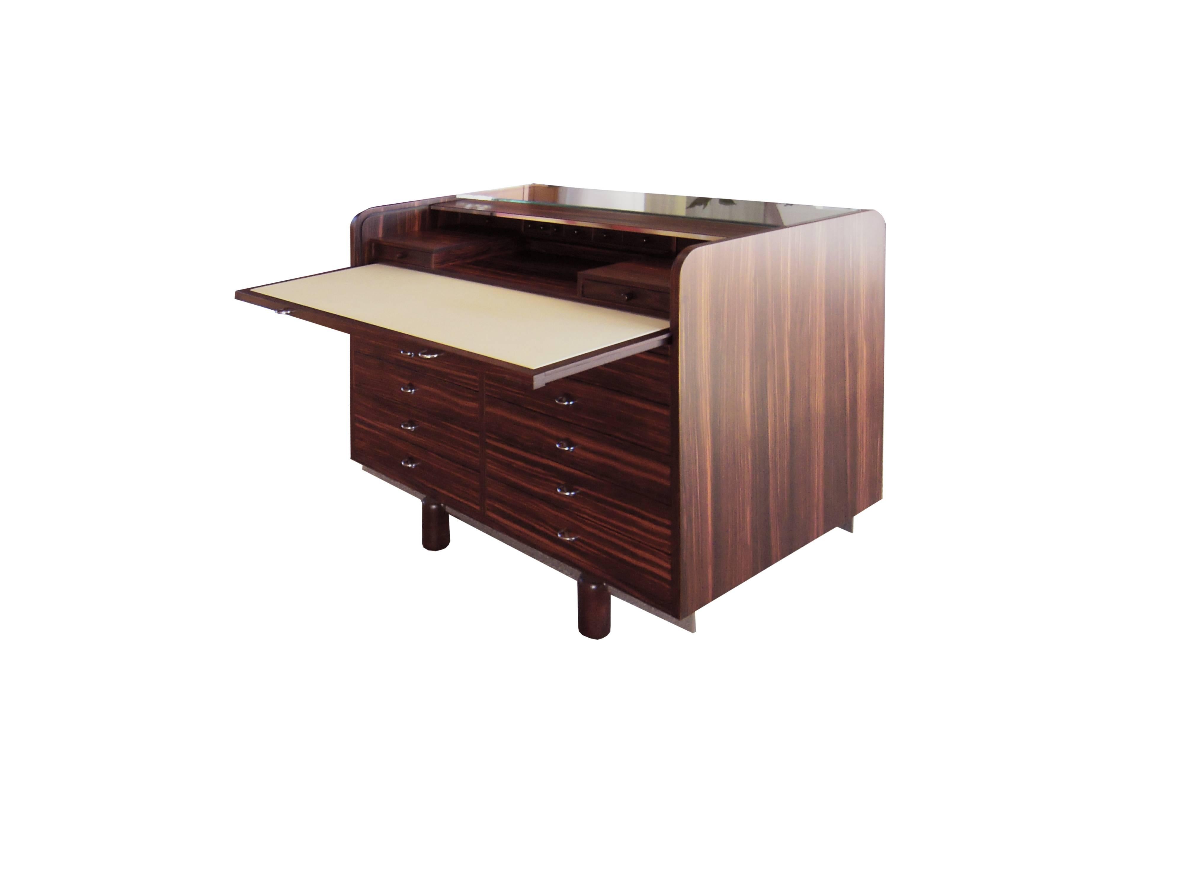 Gianfranco Frattini Italian Ebony Double, Sided Secretaire with Pull Out Top For Sale 6