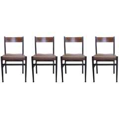 Vintage Gianfranco Frattini, Italian Mid-Century Modern Set of 4 Wooden Chairs, 1950s