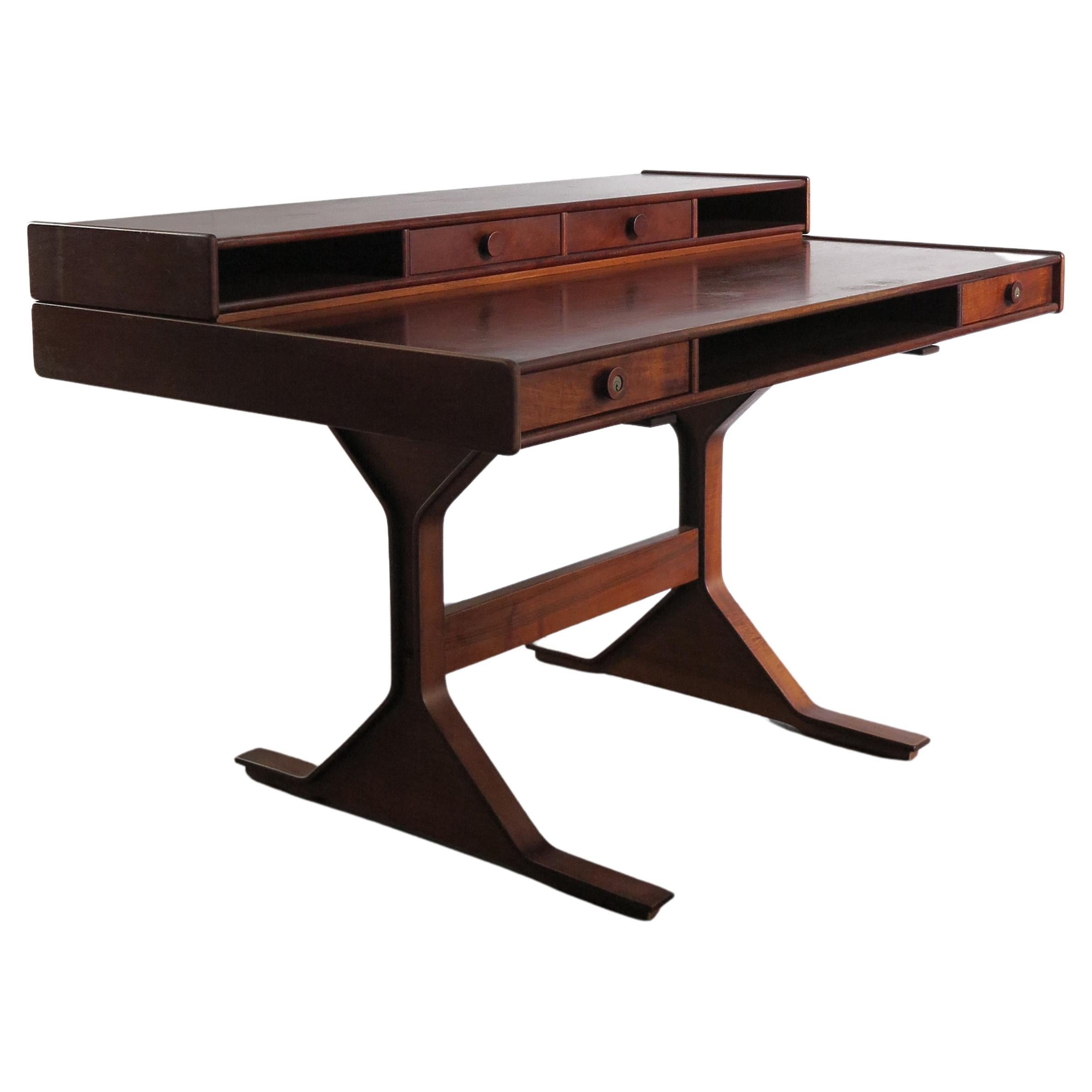 Gianfranco Frattini Italian Midcentury Wood Desk for Bernini, 1950s