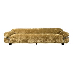 Gianfranco Frattini Khaki Brown Velvet Sesann Living Room Set for Cassina, 1972