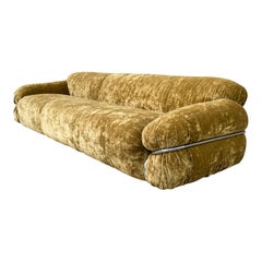 Gianfranco Frattini Ocher Velvet Sesann Three-Seater Sofa for Cassina, 1972