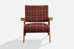 Gianfranco Frattini, Lounge Chair, Plywood, Fabric, Italy, 1950s