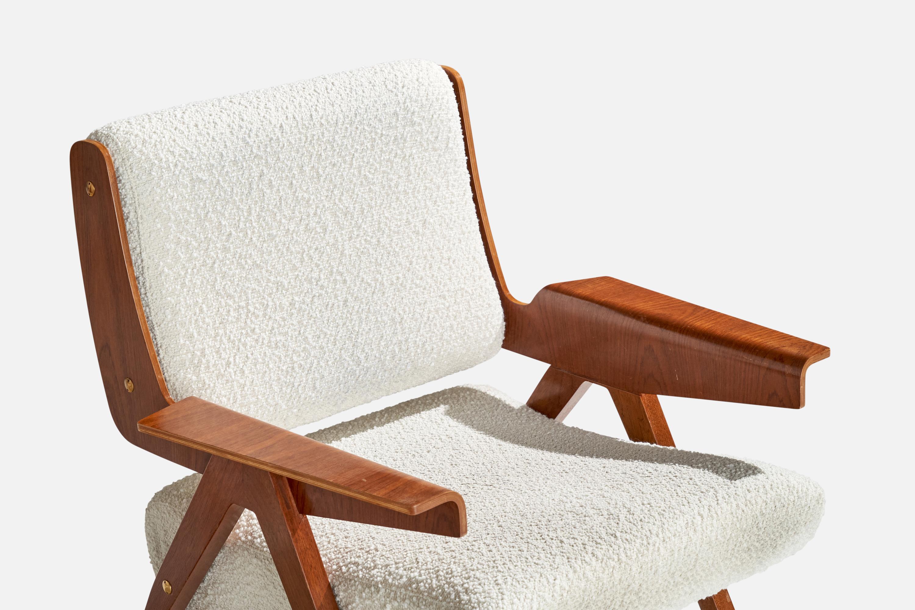 Gianfranco Frattini, Lounge Chairs, Plywood, Fabric, Italy, 1950s For Sale 3