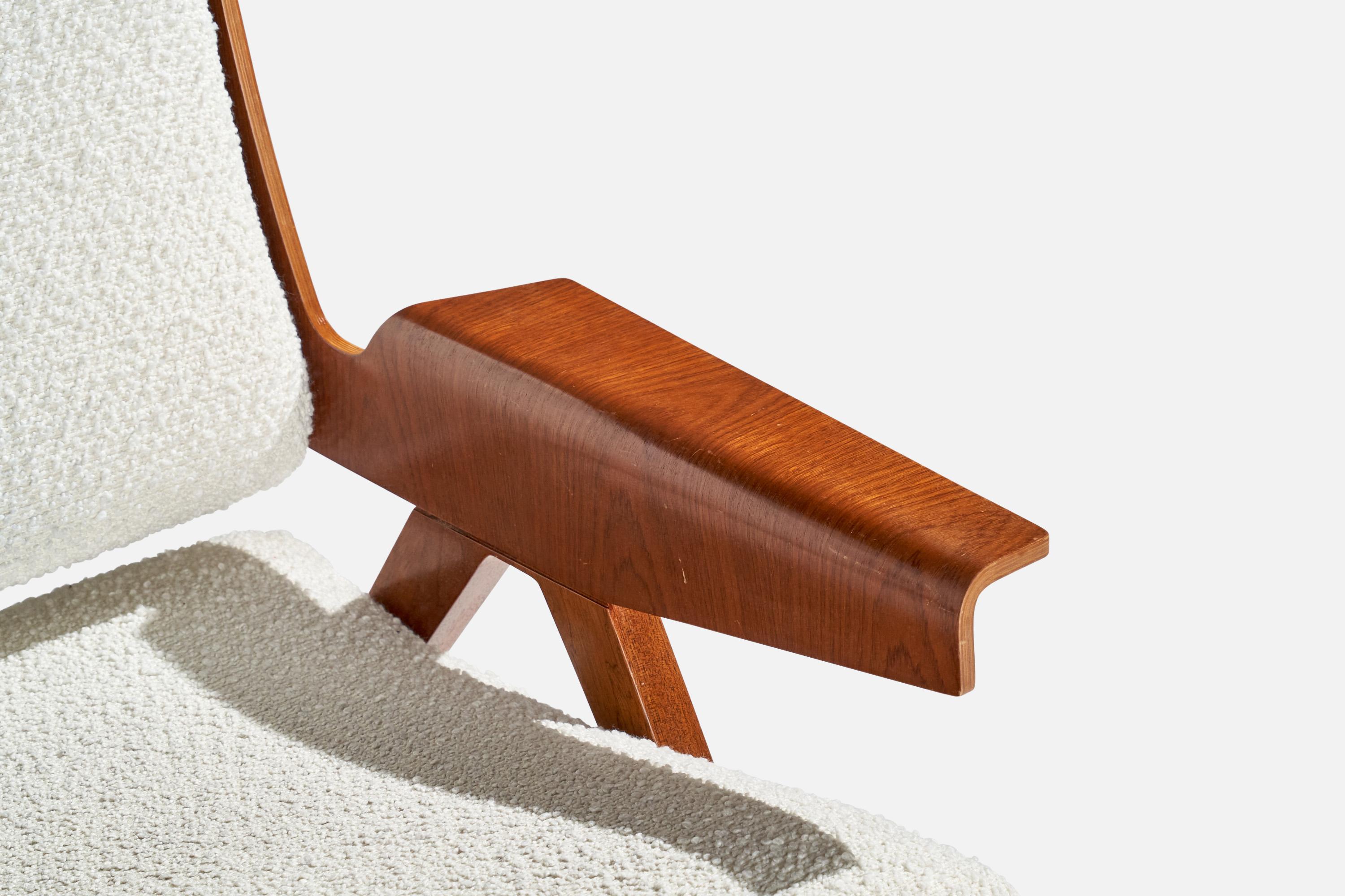Gianfranco Frattini, Lounge Chairs, Plywood, Fabric, Italy, 1950s For Sale 4