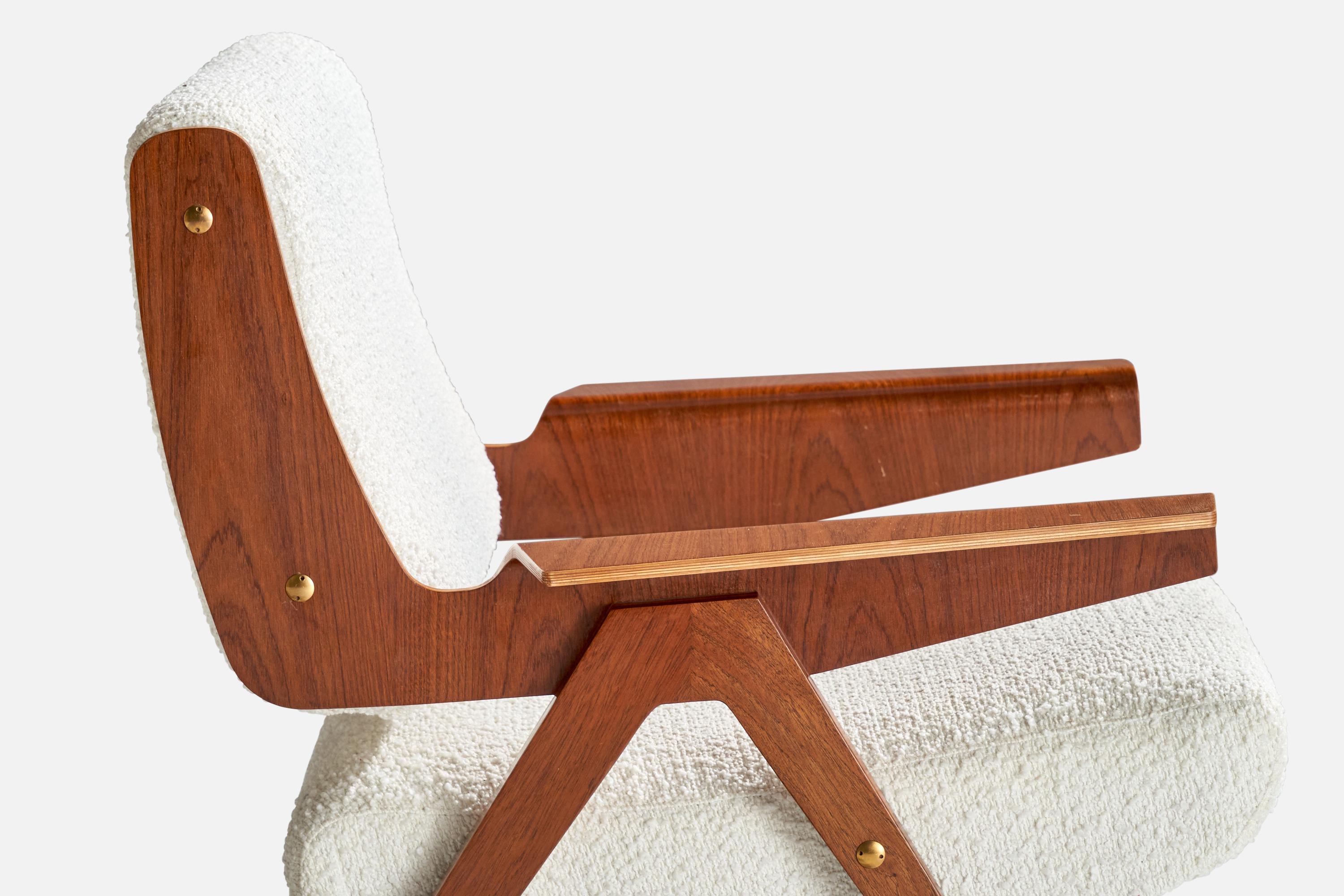 Gianfranco Frattini, Lounge Chairs, Plywood, Fabric, Italy, 1950s For Sale 5