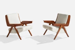 Gianfranco Frattini, Lounge Chairs, Plywood, Fabric, Italy, 1950s