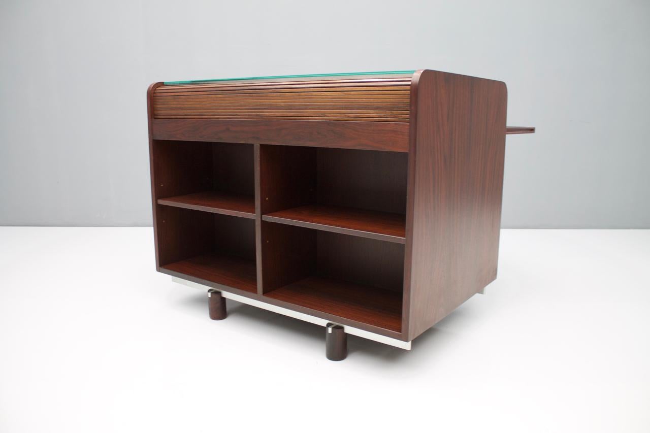 Gianfranco Frattini Mahogany Secretary Desk with Roll Top, Bernini, Italy, 1961 11