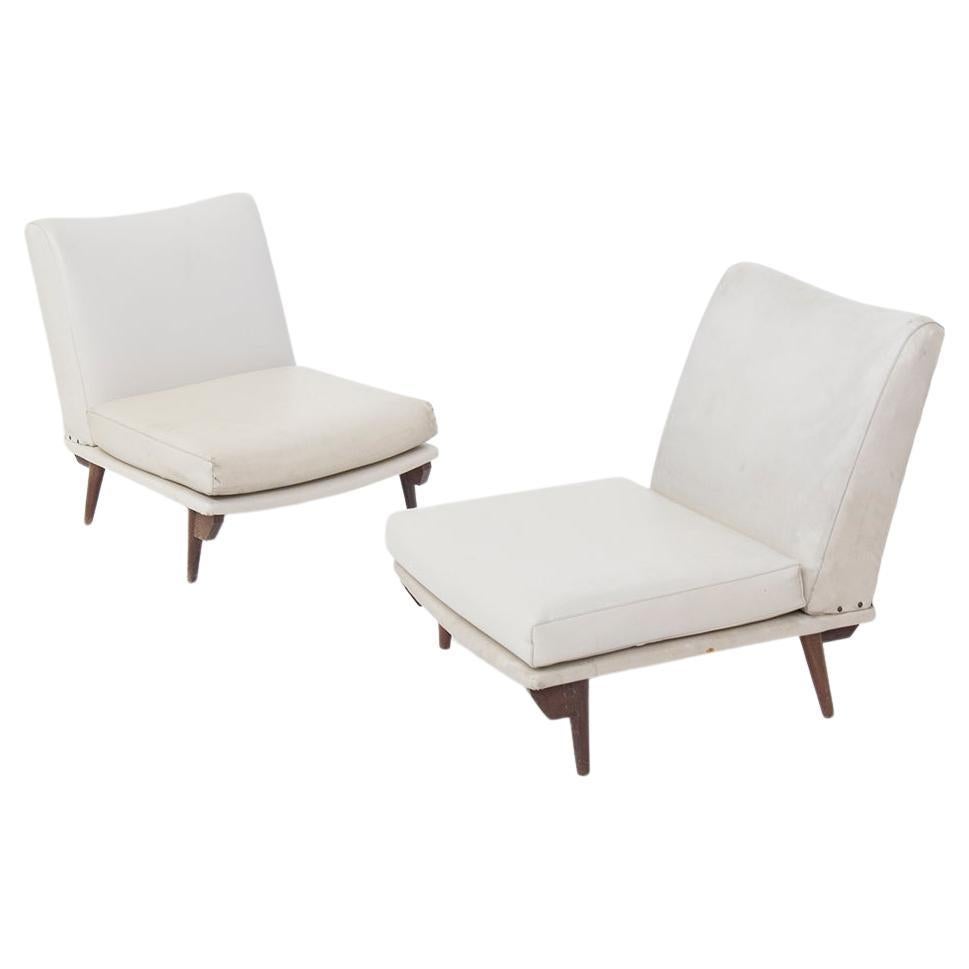 Gianfranco Frattini Mid-Century Armchairs in Light Leather 'Attr.' For Sale