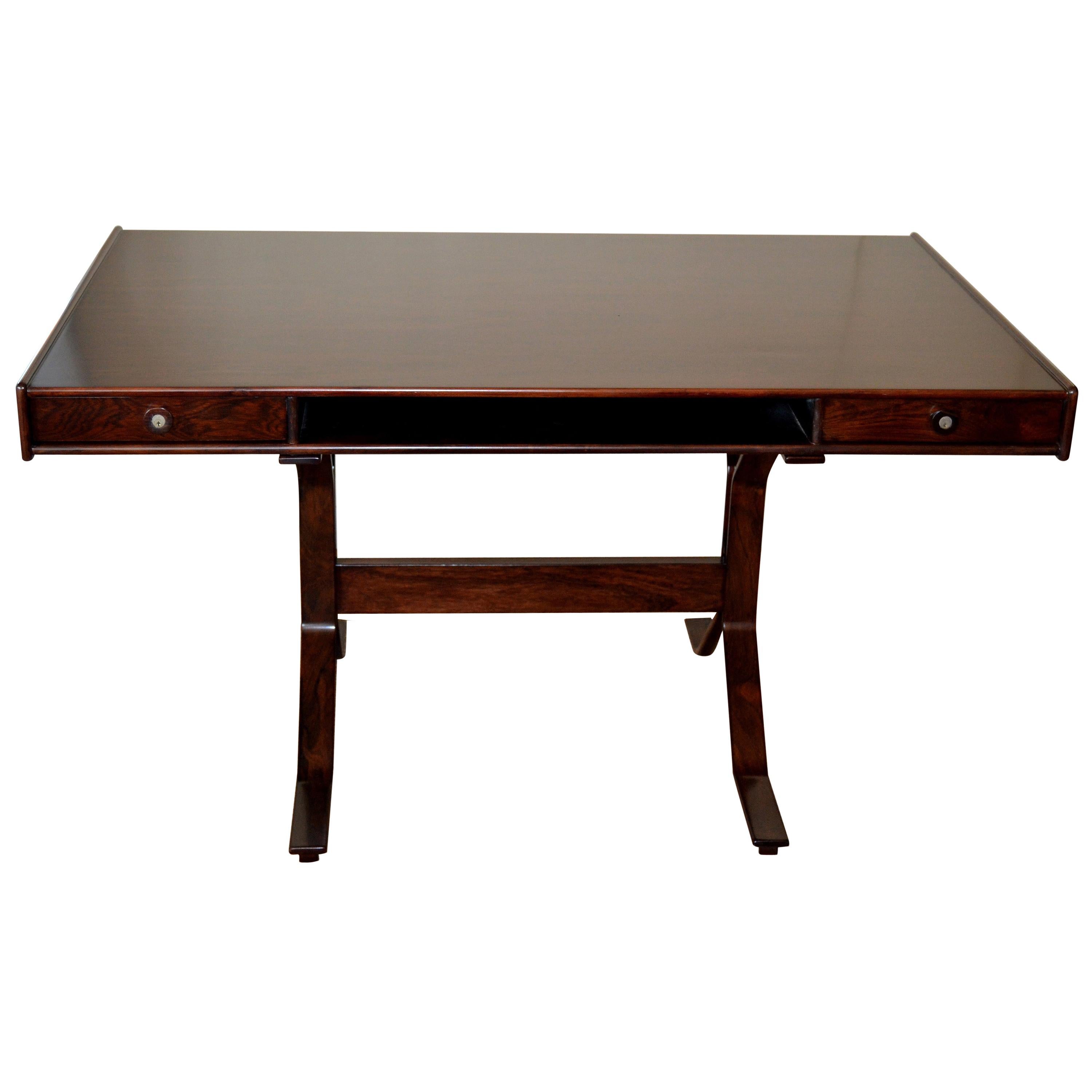 Gianfranco Frattini Mid-Century Modern Rosewood Desk Writing Table Bernini Italy
