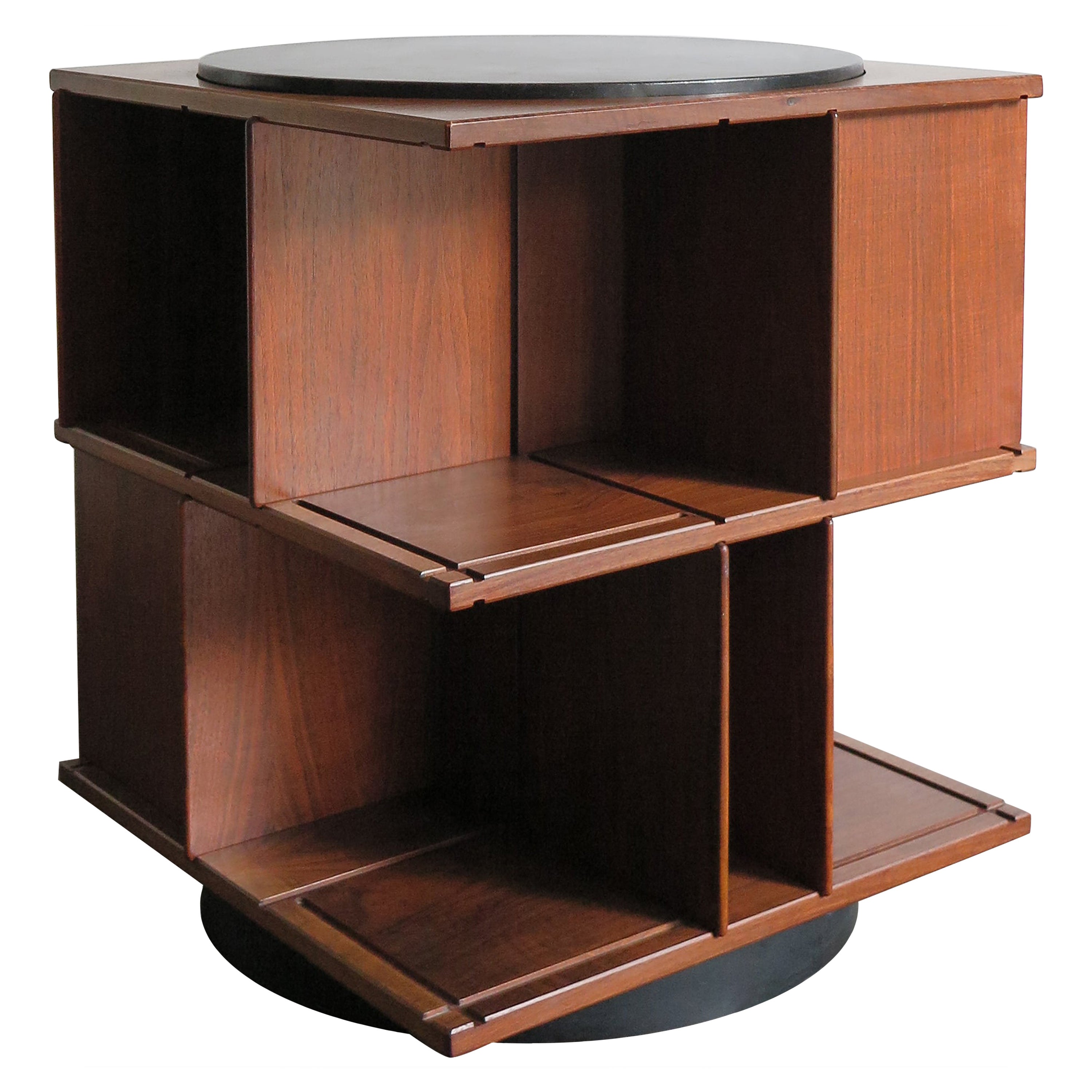 Gianfranco Frattini Midcentury Wood Swivel Boockase for Bernini Italy 1963