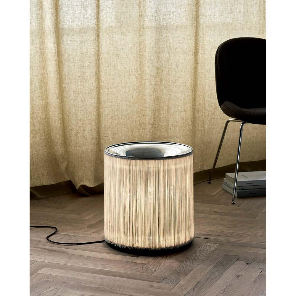 Aluminum Gianfranco Frattini Model 597 Floor Lamp Cream Fringe Aluminium for GUBI For Sale