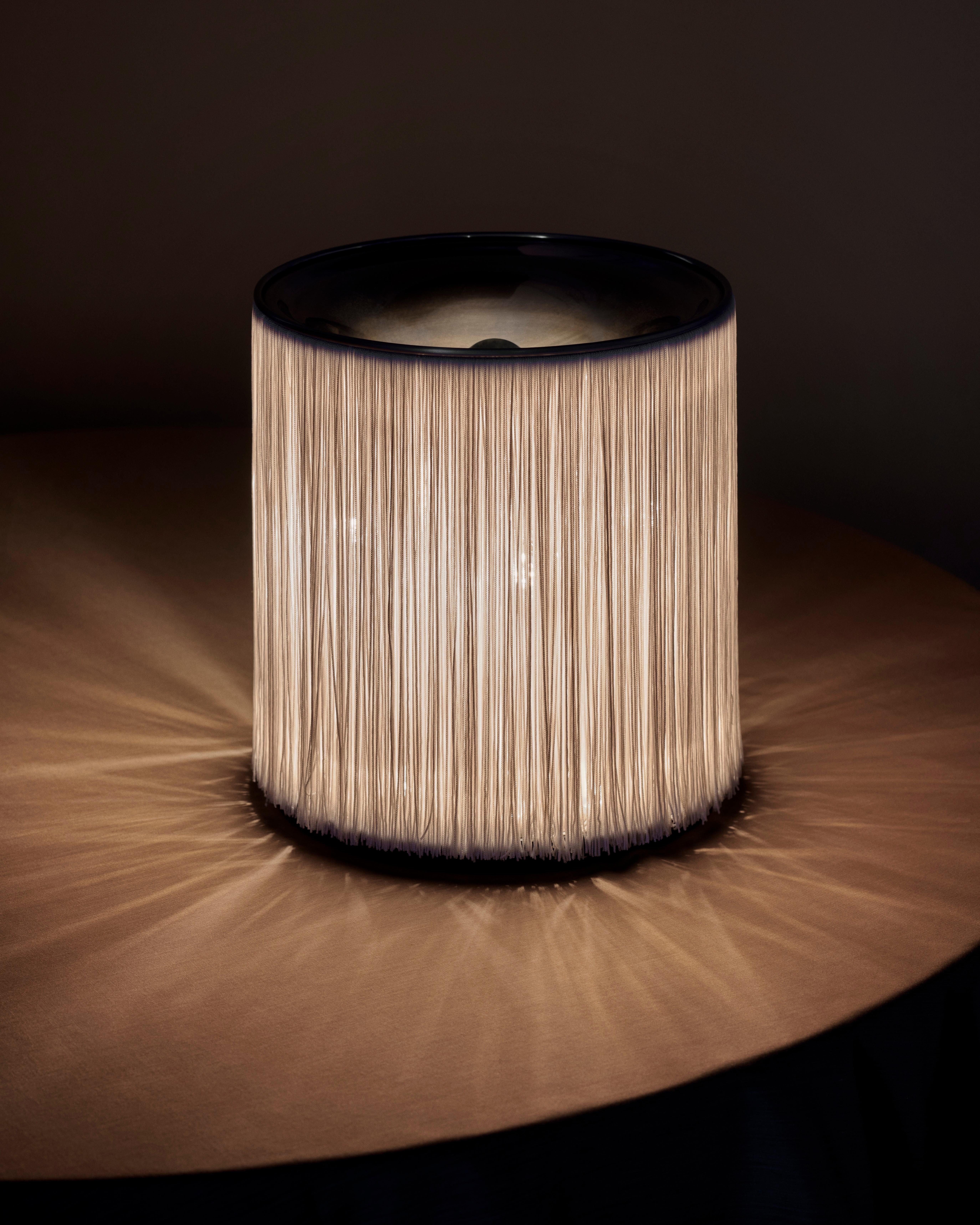 Polished Gianfranco Frattini Model 597 Table Lamp Cream Fringe Aluminium for GUBI For Sale