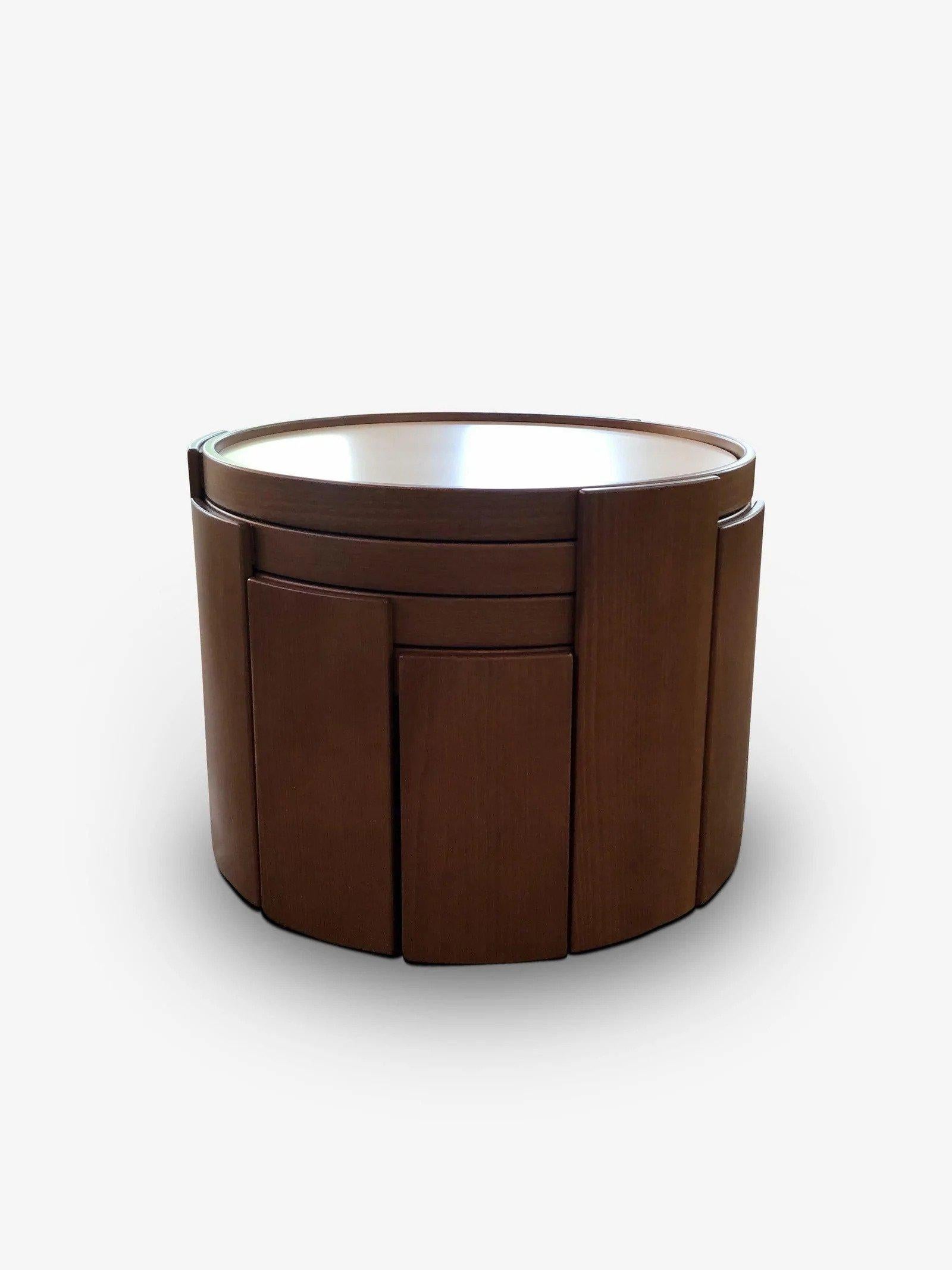 Contemporary Gianfranco Frattini Nest of 4 Tables in Stained Walnut For Sale